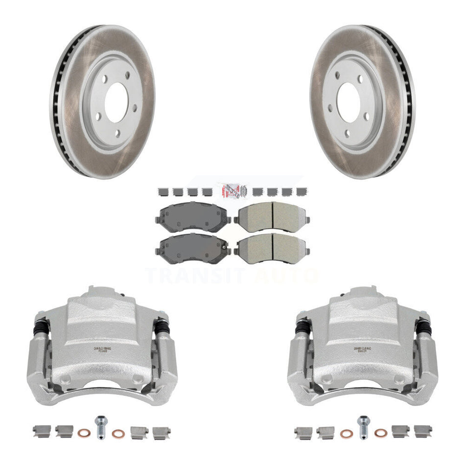 Front Disc Brake Caliper Coated Rotors And Semi-Metallic Pad Kit For Dodge Grand Caravan KCG-100101N