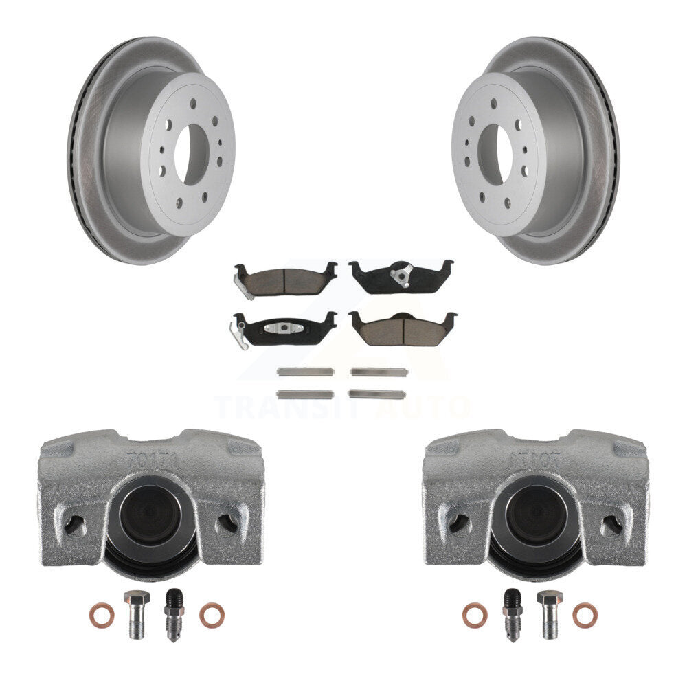 Rear Disc Brake Caliper Coated Rotors And Ceramic Pads Kit For Ford F-150 Lincoln Mark LT KCG-100102C by Transit Auto