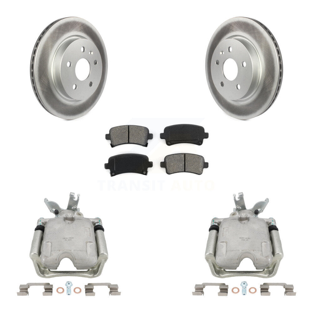 Rear Disc Brake Caliper Coated Rotors And Semi-Metallic Pads Kit For 2014-2015 Chevrolet Malibu 2.0L with Turbocharged With 17" Factory Wheels KCG-100103S by Transit Auto