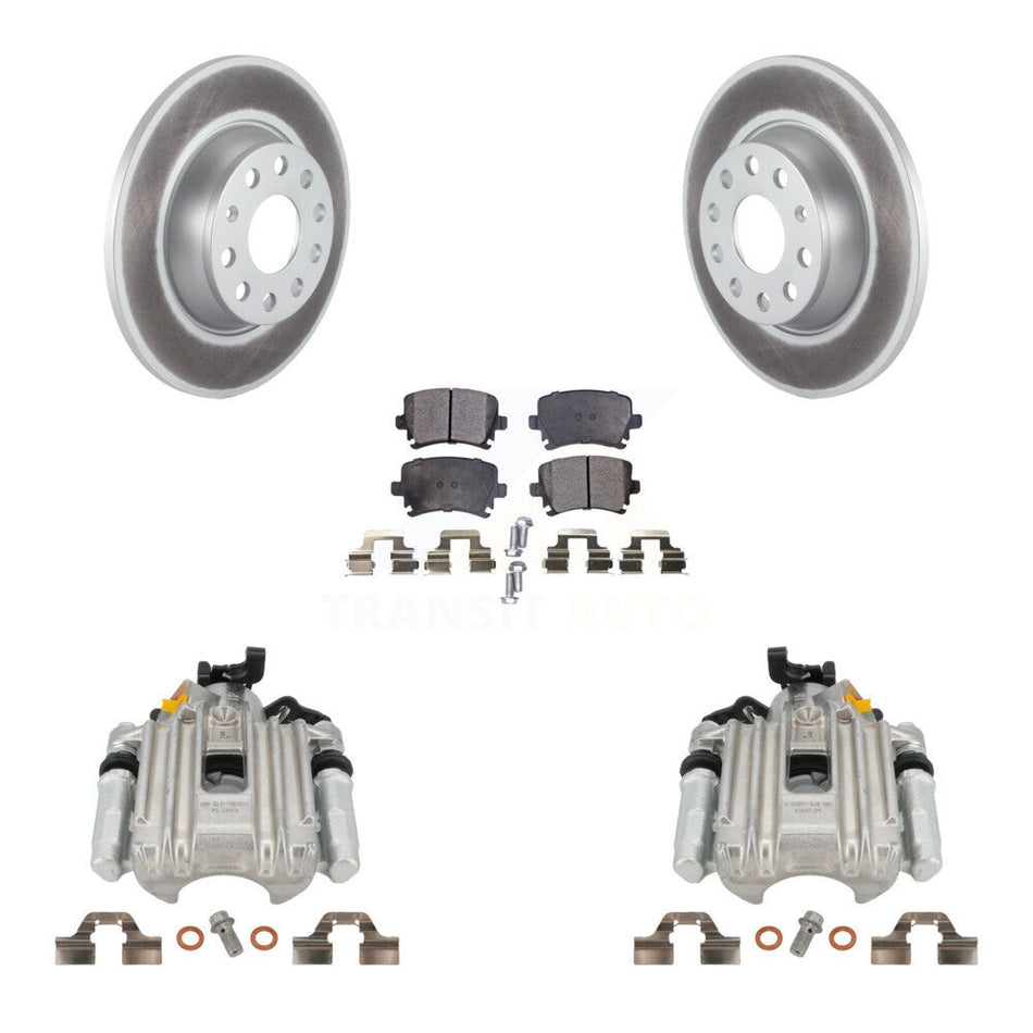 Rear Disc Brake Caliper Coated Rotors And Ceramic Pads Kit For Volkswagen Jetta With 286mm Diameter Rotor 7th 8th Digit Of VIN Is "1K" KCG-100103T
