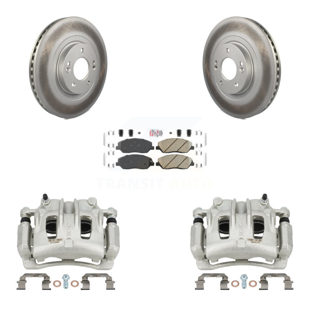 Front Brake Caliper Coat Rotors & Ceramic Pad Kit For 2013-2016 Hyundai Santa Fe XL 3.3L KCG-100105N