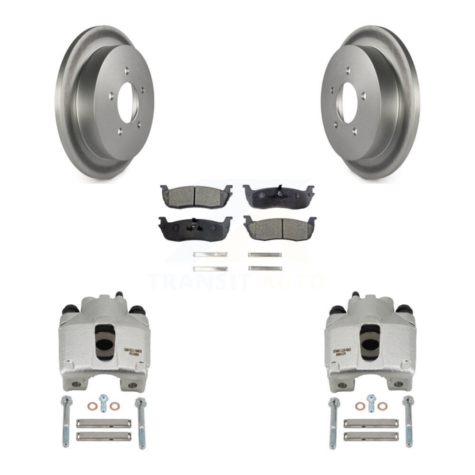 Rear Disc Brake Caliper Coated Rotors And Semi-Metallic Pads Kit For Lincoln Blackwood KCG-100105P