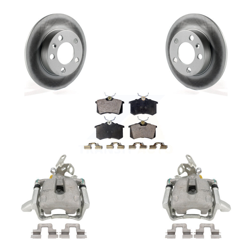 Rear Disc Brake Caliper Coated Rotors And Ceramic Pads Kit For Volkswagen Jetta KCG-100105T by Transit Auto