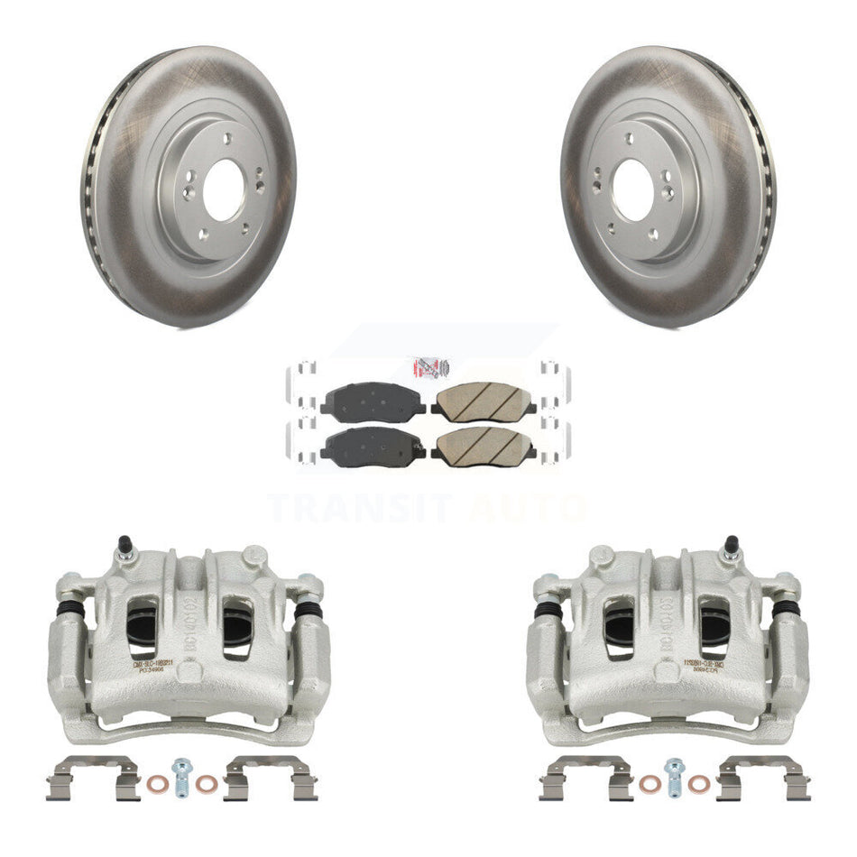 Front Brake Caliper Coat Rotors & Ceramic Pad Kit For 2013-2016 Hyundai Santa Fe XL 3.3L KCG-100106N