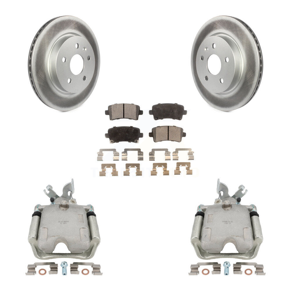 Rear Disc Brake Caliper Coated Rotors And Semi-Metallic Pads Kit For Chevrolet Impala Buick LaCrosse Malibu Regal Cadillac XTS KCG-100108P by Transit Auto