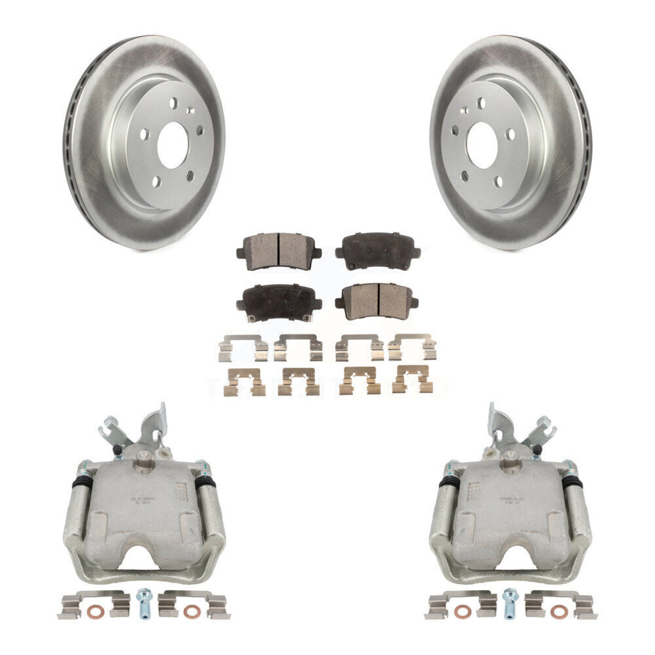 Rear Disc Brake Caliper Coated Rotors And Semi-Metallic Pads Kit For Chevrolet Impala Buick LaCrosse Malibu Regal Cadillac XTS KCG-100108P by Transit Auto