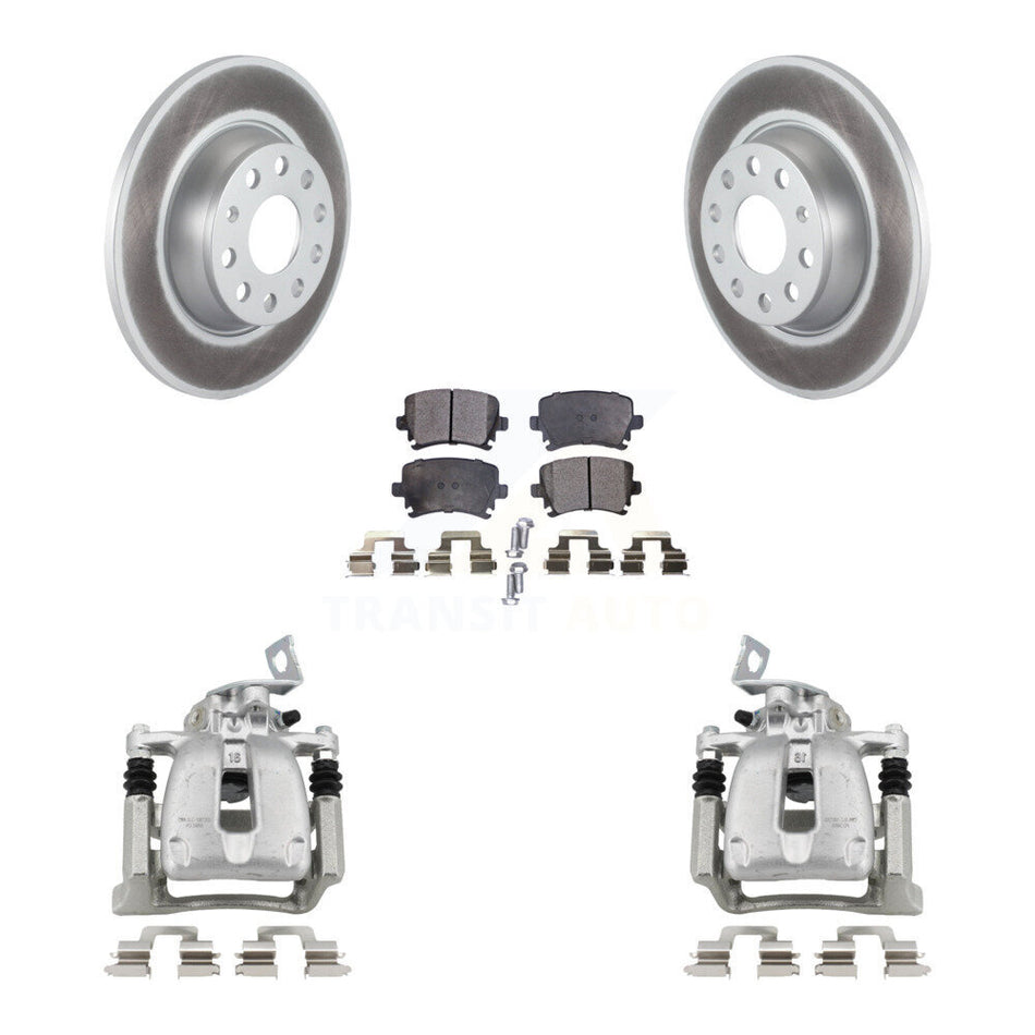 Rear Disc Brake Caliper Coated Rotor And Ceramic Pad Kit For 2008 Volkswagen Passat 2.0L KCG-100109T