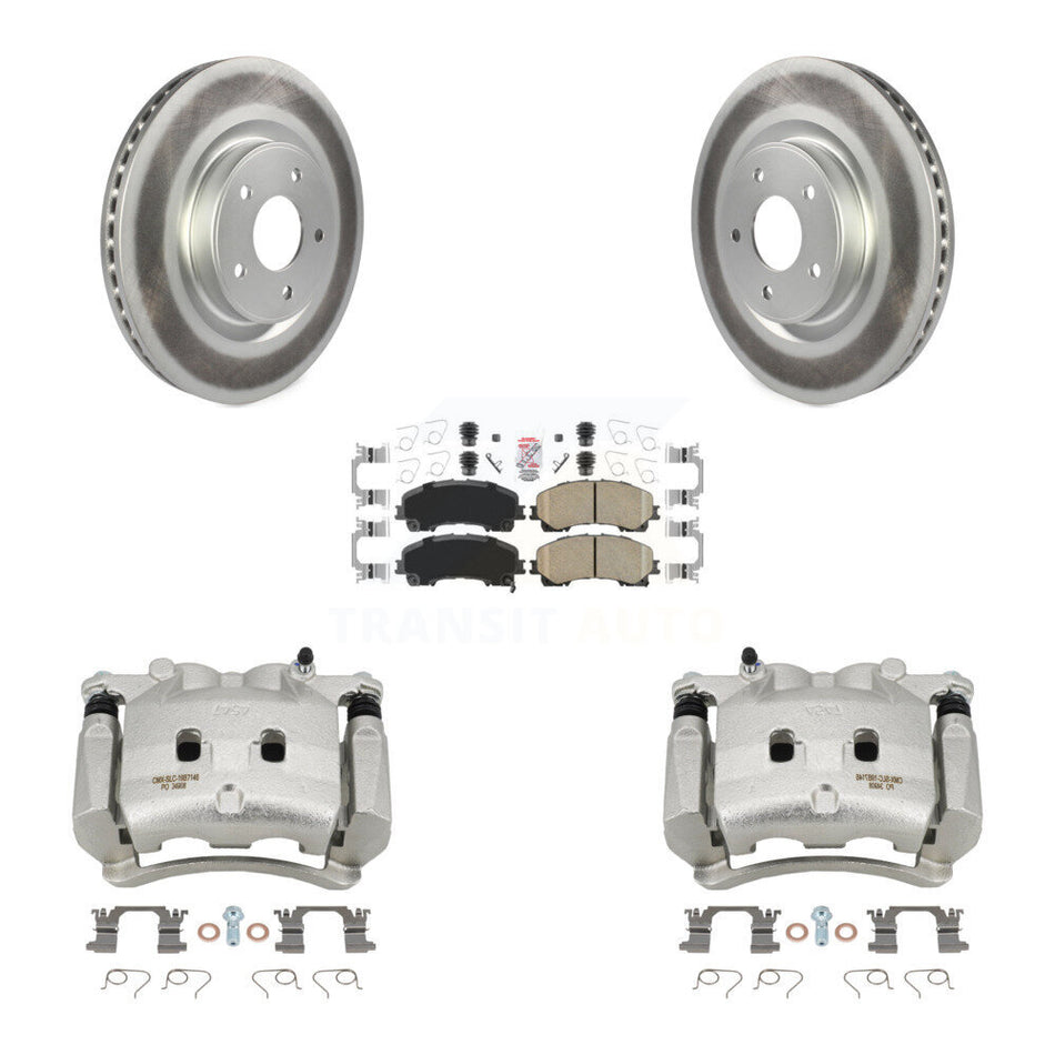 Front Disc Brake Caliper Coated Rotors And Ceramic Pads Kit For INFINITI Q50 QX50 Q60 KCG-100111N