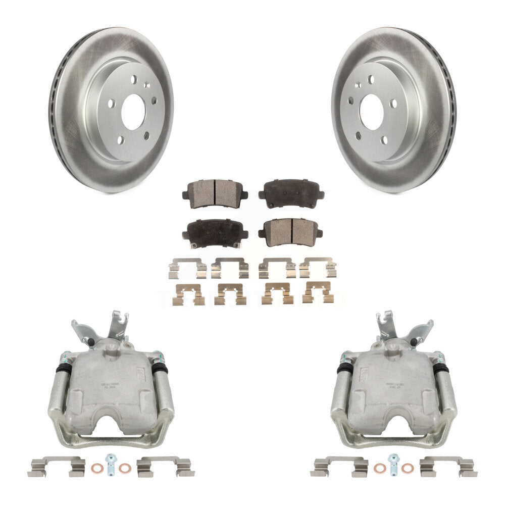 Rear Disc Brake Caliper Coated Rotors And Semi-Metallic Pads Kit For 2014-2015 Chevrolet Malibu 2.0L with Turbocharged With 17" Factory Wheels KCG-100111P by Transit Auto