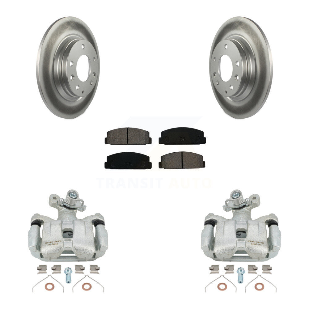 Rear Disc Brake Caliper Coated Rotors And Semi-Metallic Pads Kit For 2003-2005 Mazda 6 KCG-100111S by Transit Auto