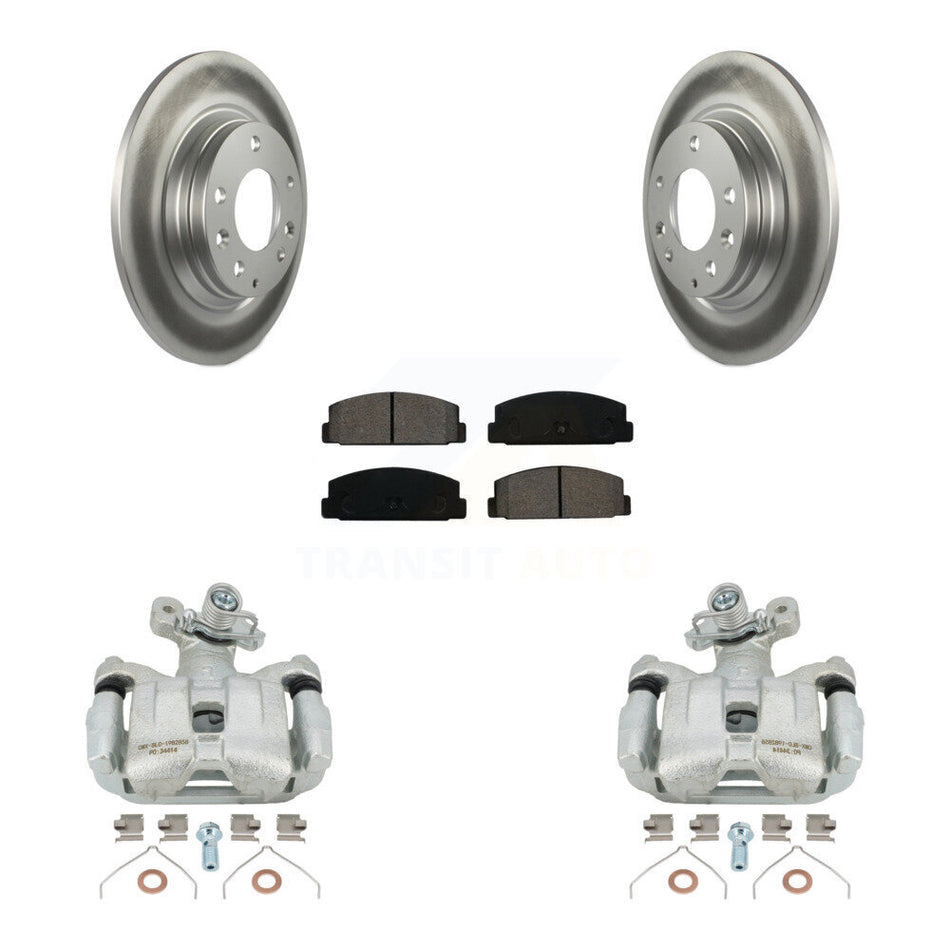 Rear Disc Brake Caliper Coated Rotors And Semi-Metallic Pads Kit For 2003-2005 Mazda 6 KCG-100111S by Transit Auto