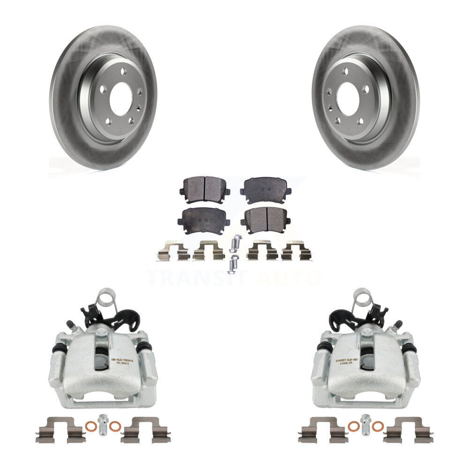 Rear Disc Brake Caliper Coated Rotors And Ceramic Pads Kit For 2009 Audi A4 Quattro Convertible With 300mm Diameter Rotor KCG-100111T