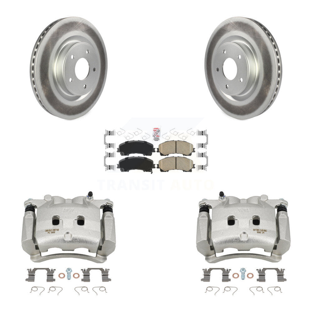 Front Disc Brake Caliper Coated Rotors And Ceramic Pads Kit For INFINITI Q50 QX50 Q60 KCG-100112N