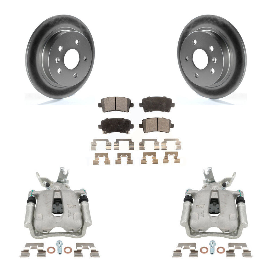 Rear Disc Brake Caliper Coat Rotors & Semi-Metallic Pad Kit For Chevrolet Malibu Limited KCG-100112P