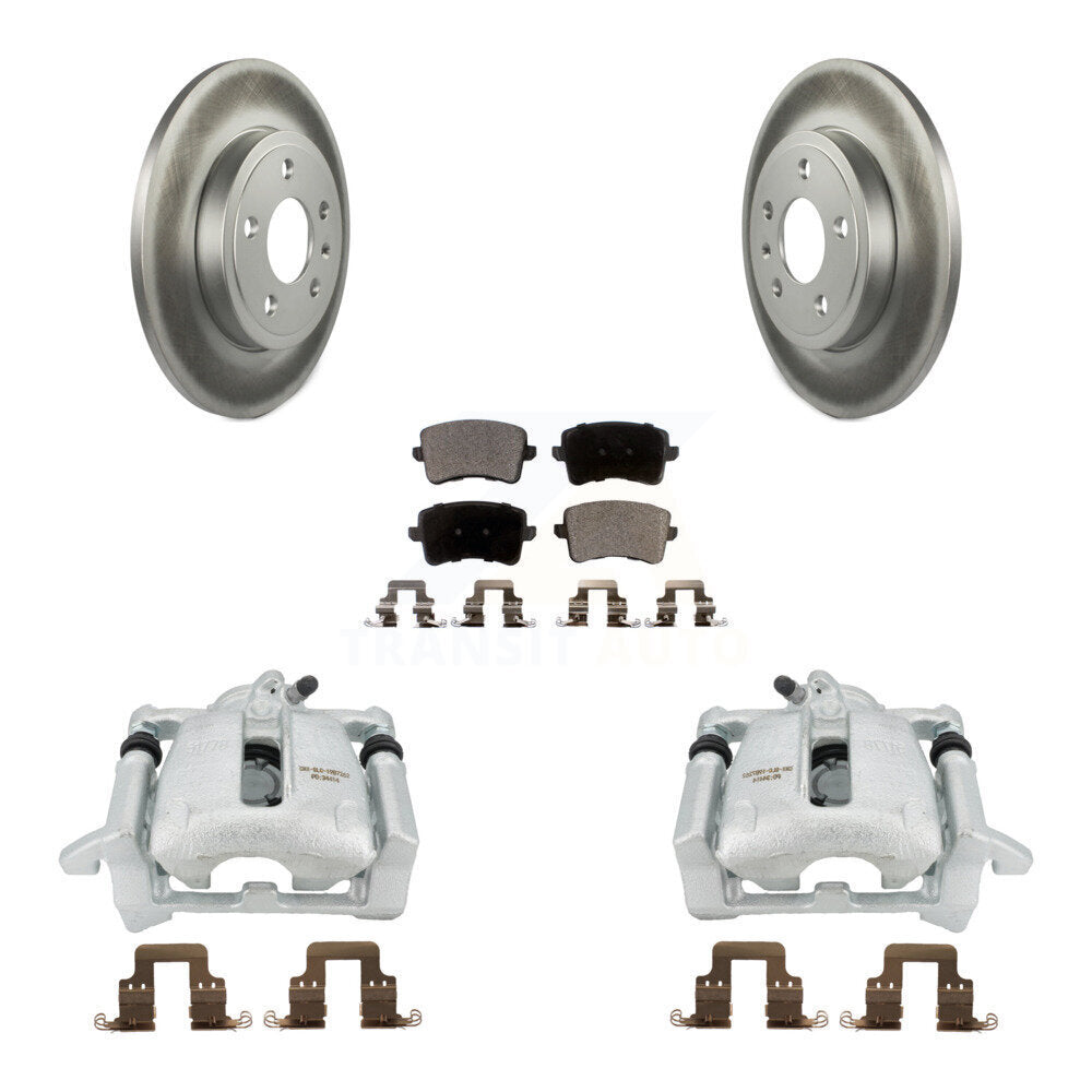 Rear Disc Brake Caliper Coated Rotors And Ceramic Pads Kit For 2009 Audi A4 Quattro Sedan Wagon With 288mm Diameter Rotor KCG-100112T by Transit Auto