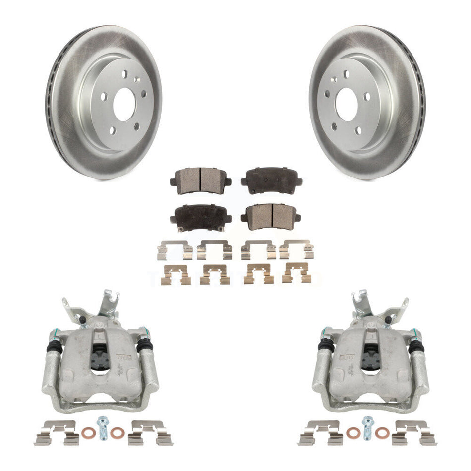 Rear Disc Brake Caliper Coat Rotors & Semi-Metallic Pad Kit For Chevrolet Malibu Limited KCG-100113P