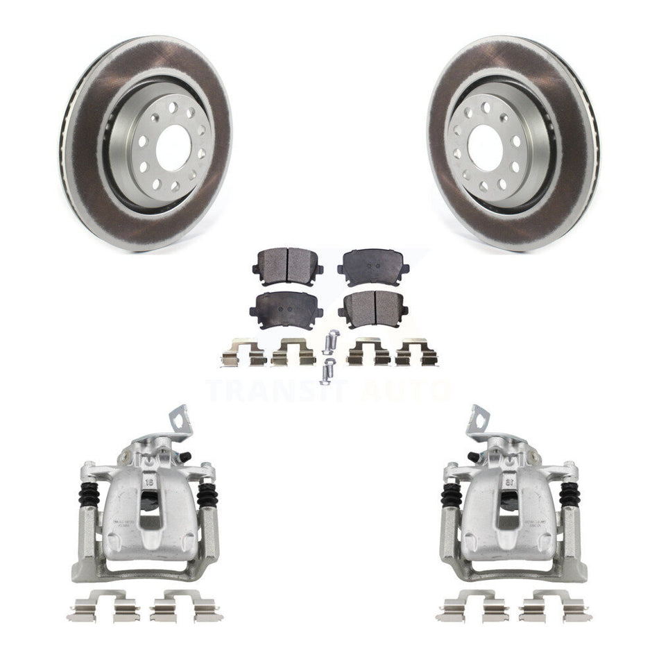 Rear Disc Brake Caliper Coated Rotors And Ceramic Pads Kit For 2009 Volkswagen Passat CC KCG-100113T