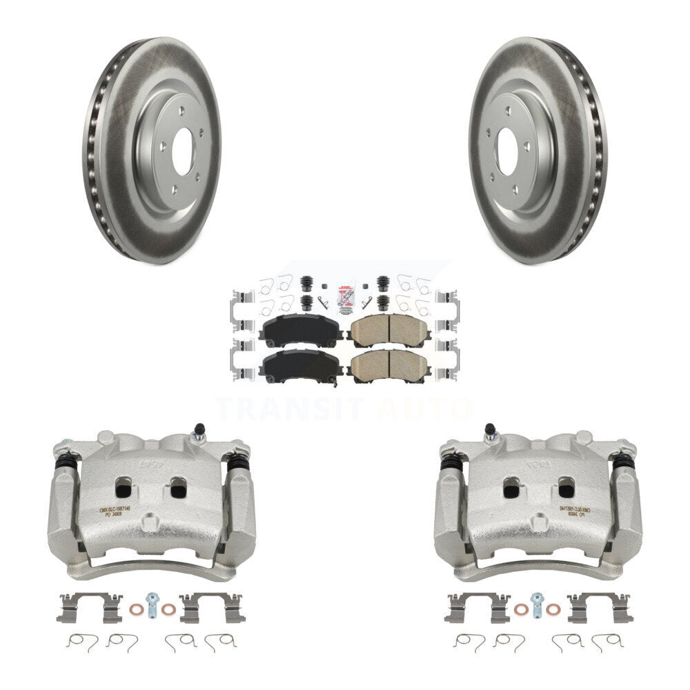 Front Disc Brake Caliper Coated Rotors And Ceramic Pads Kit For Nissan Rogue KCG-100114N