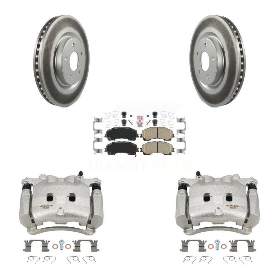 Front Disc Brake Caliper Coated Rotors And Ceramic Pads Kit For Nissan Rogue KCG-100114N