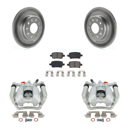 Rear Disc Brake Caliper Coated Rotors And Semi-Metallic Pads Kit For 2018-2020 Chevrolet Equinox GMC Terrain KCG-100114S by Transit Auto