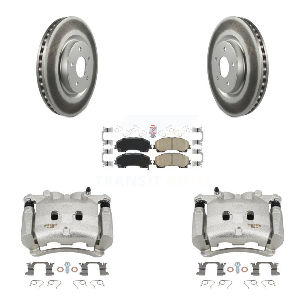 Front Disc Brake Caliper Coated Rotors And Ceramic Pads Kit For Nissan Rogue KCG-100115N