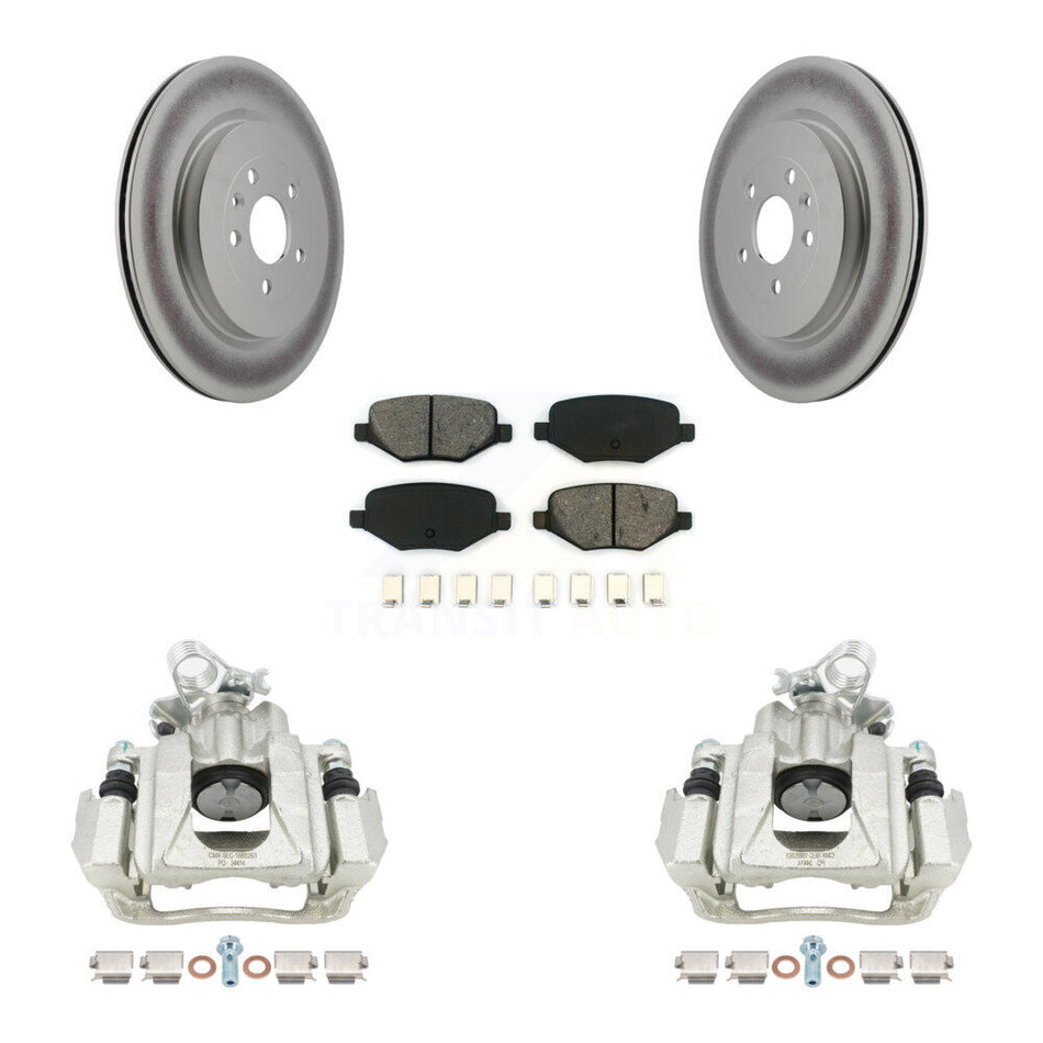 Rear Disc Brake Caliper Coated Rotors And Semi-Metallic Pads Kit For Ford Explorer Flex Lincoln MKS KCG-100115S