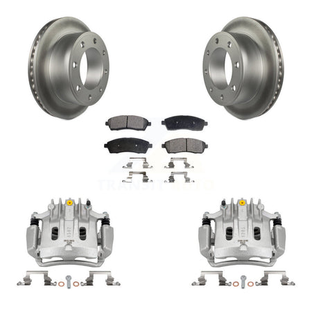 Rear Disc Brake Caliper Coated Rotors And Semi-Metallic Pads Kit For Ford Excursion KCG-100117P