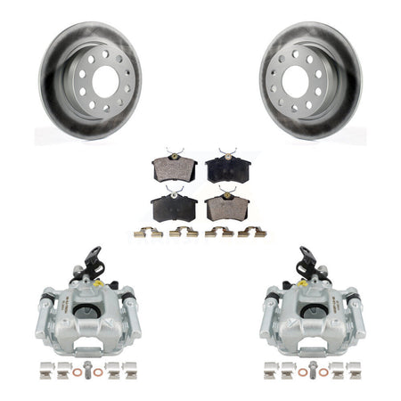 Rear Disc Brake Caliper Coated Rotors And Ceramic Pads Kit For 2010 Audi A3 GAS engine With 253mm Diameter Rotor KCG-100117T by Transit Auto