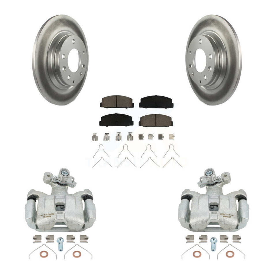 Rear Disc Brake Caliper Coated Rotors And Ceramic Pads Kit For 2003-2005 Mazda 6 KCG-100118C