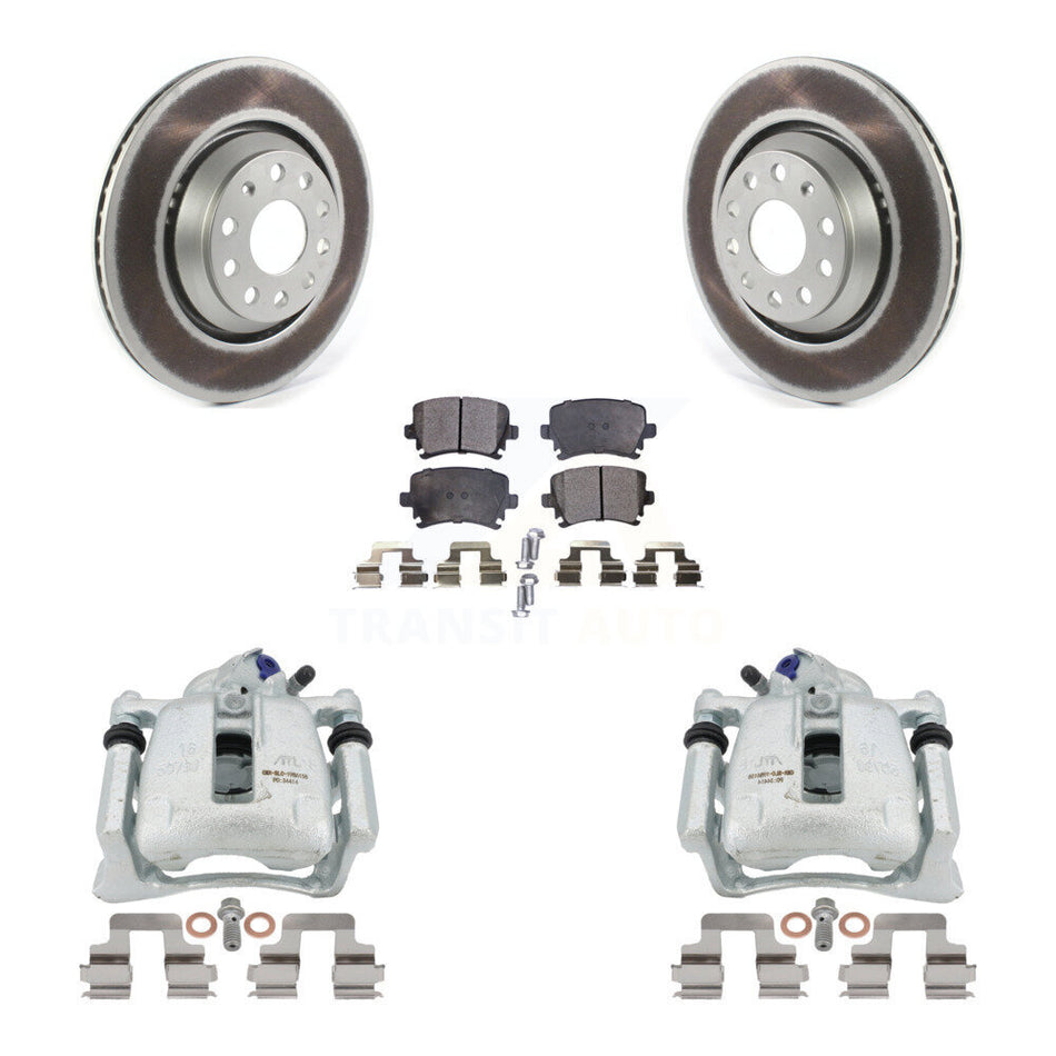 Rear Disc Brake Caliper Coated Rotors And Ceramic Pads Kit For Volkswagen CC Passat KCG-100118T