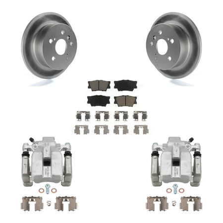 Rear Disc Brake Caliper Coat Rotor & Ceramic Pad Kit For Toyota Camry Lexus ES350 Avalon KCG-100119C
