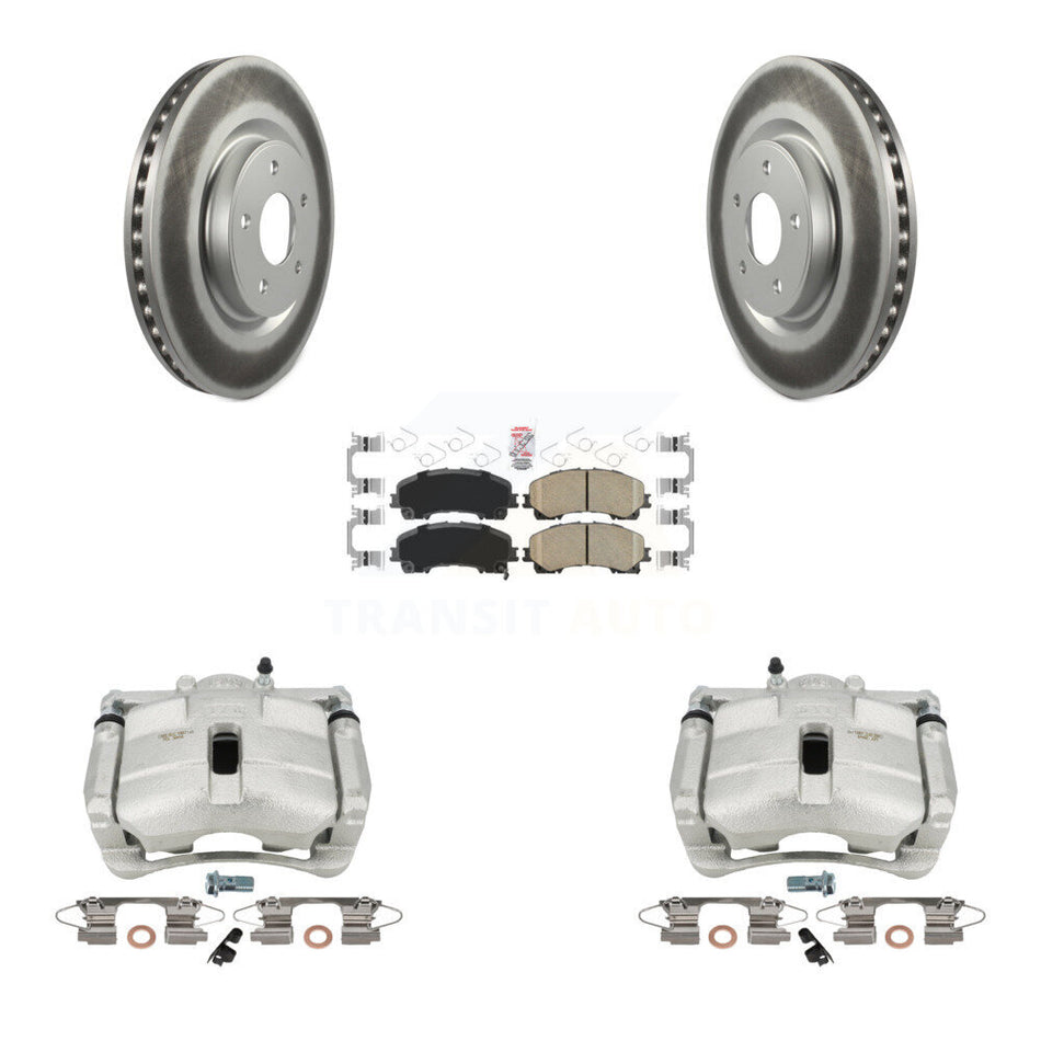Front Disc Brake Caliper Coated Rotors And Ceramic Pads Kit For Nissan Rogue With 3rd Row Seating KCG-100119N