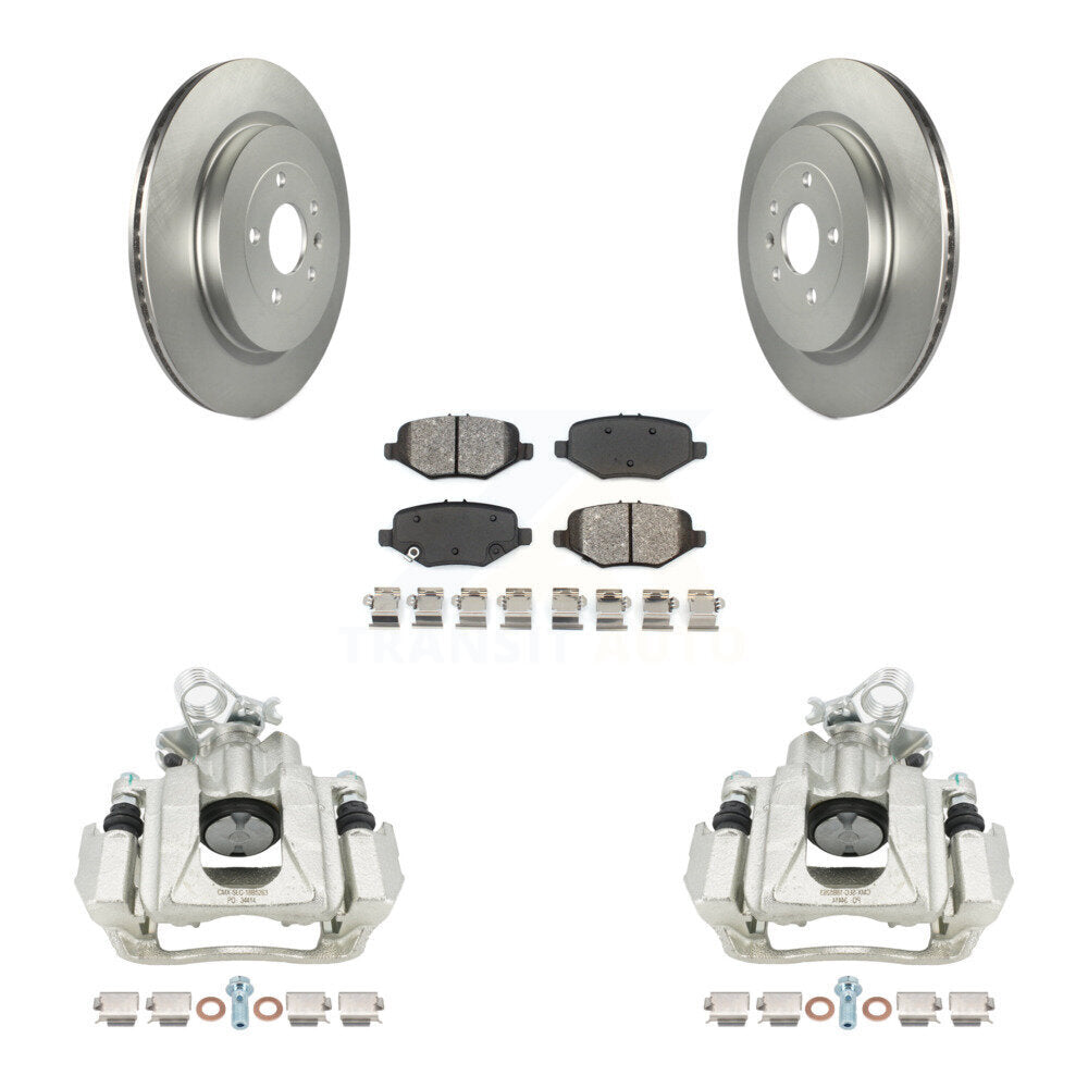 Rear Disc Brake Caliper Coated Rotors And Semi-Metallic Pads Kit For 2015 Ford Explorer Limited Sport XLT Without Heavy Duty Brakes KCG-100119S by Transit Auto