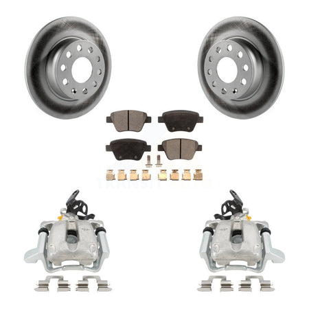 Rear Disc Brake Caliper Coated Rotors And Ceramic Pads Kit For 2010 Volkswagen Jetta TDI Cup Edition with 2.0L DIESEL engine With 272mm Diameter Rotor KCG-100120T by Transit Auto