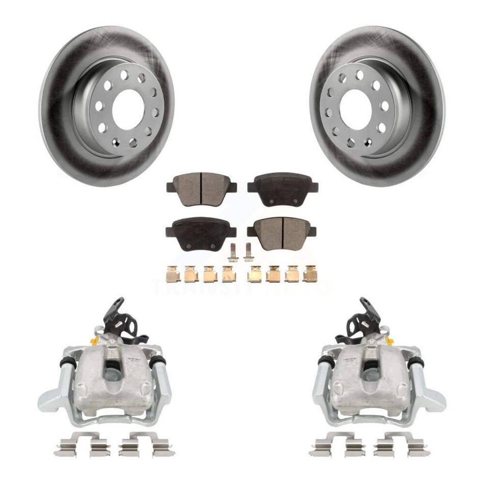 Rear Disc Brake Caliper Coated Rotors And Ceramic Pads Kit For 2010 Volkswagen Jetta TDI Cup Edition with 2.0L DIESEL engine With 272mm Diameter Rotor KCG-100120T by Transit Auto