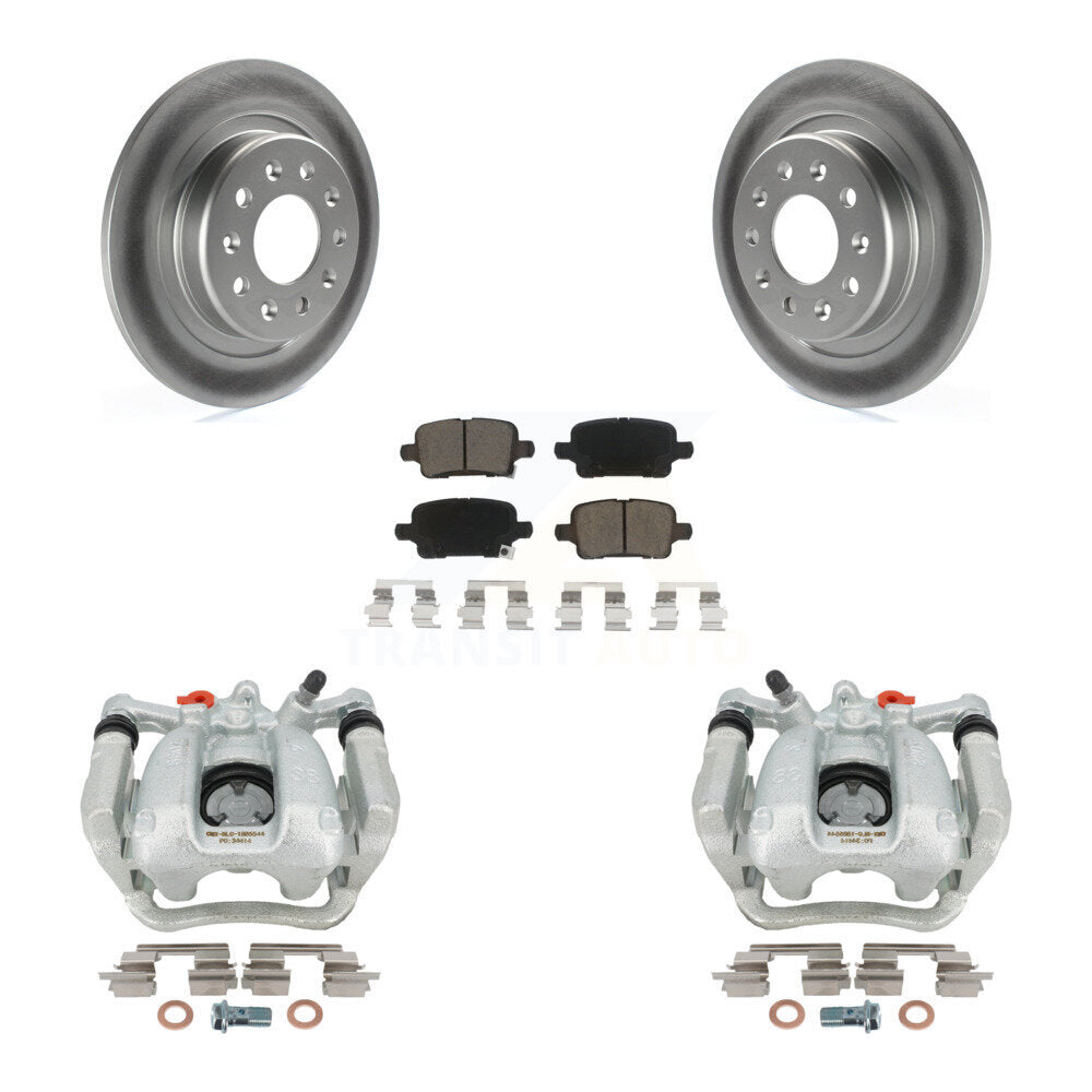 Rear Disc Brake Caliper Coated Rotors And Ceramic Pads Kit For 2018-2020 Chevrolet Equinox GMC Terrain KCG-100121C by Transit Auto