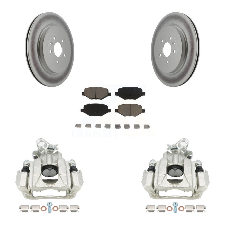 Rear Disc Brake Caliper Coated Rotors And Ceramic Pads Kit For Ford Explorer Flex Lincoln MKS KCG-100122C