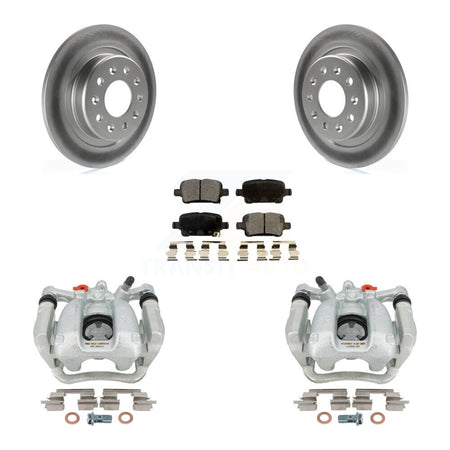 Rear Disc Brake Caliper Coated Rotors And Semi-Metallic Pads Kit For 2018-2020 Chevrolet Equinox GMC Terrain KCG-100122P by Transit Auto