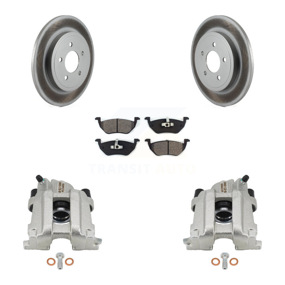 Rear Disc Brake Caliper Coat Rotor & Semi-Metallic Pad Kit For Ford Escape Mazda Tribute KCG-100122S