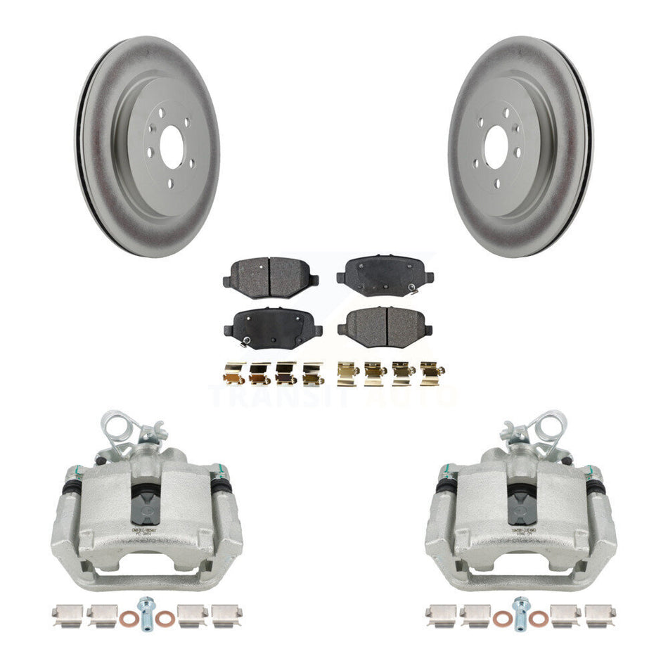 Rear Brake Caliper Coat Rotor Semi-Metallic Pad Kit For Ford Explorer Flex Taurus Police KCG-100125P