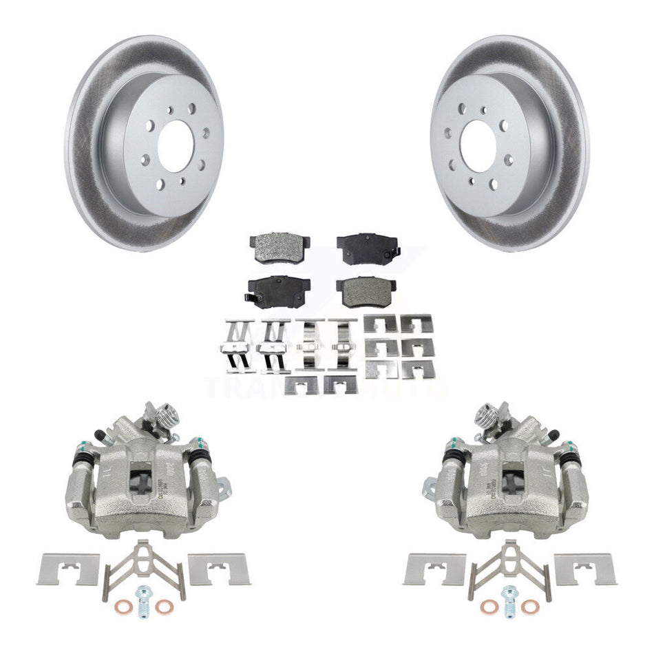 Rear Disc Brake Caliper Coated Rotors And Ceramic Pads Kit For Honda Civic Acura EL KCG-100125T