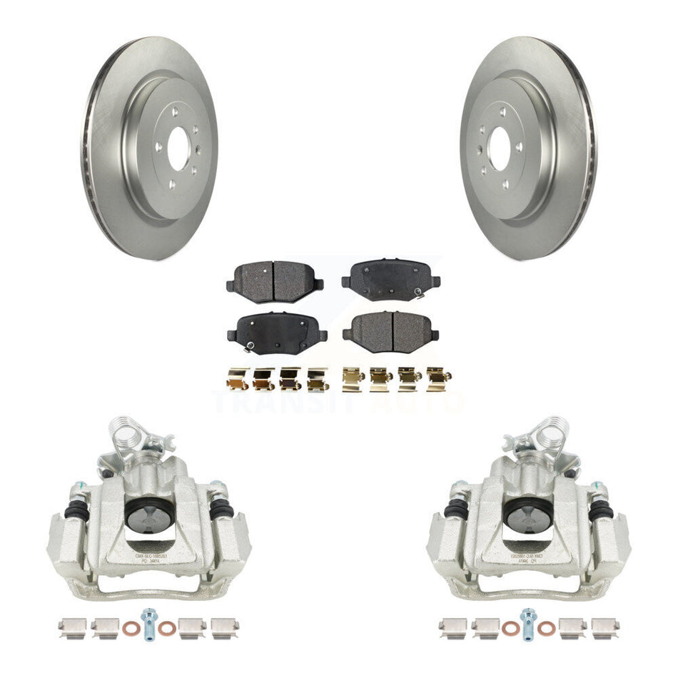 Rear Disc Brake Caliper Coated Rotors And Semi-Metallic Pads Kit For 2015 Ford Explorer Limited Sport XLT Without Heavy Duty Brakes KCG-100127P by Transit Auto