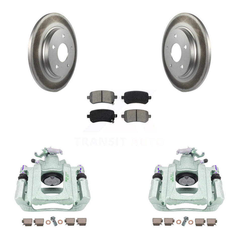 Rear Disc Brake Caliper Coated Rotors And Semi-Metallic Pads Kit For Chrysler Town & Country Dodge Grand Caravan Volkswagen Routan Ram C/V KCG-100127S by Transit Auto