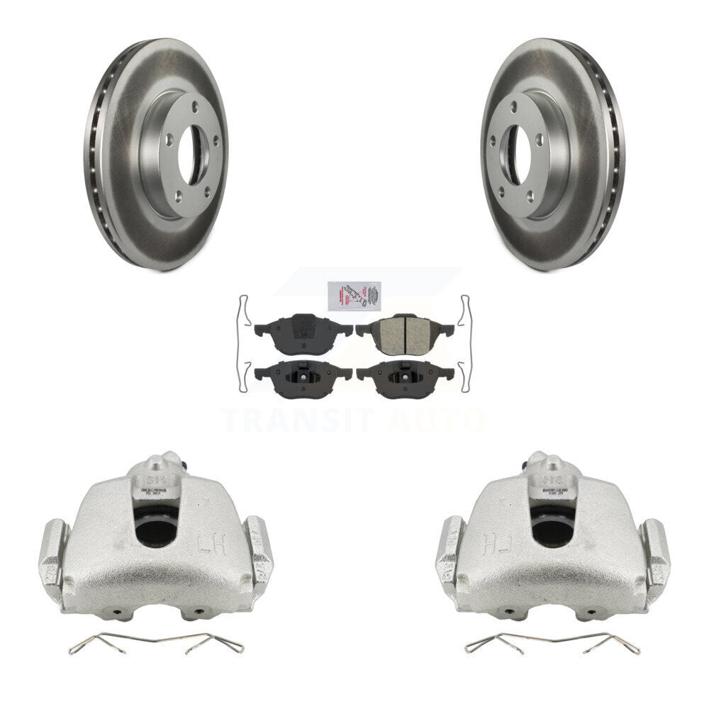 Front Disc Brake Caliper Coated Rotors And Semi-Metallic Pads Kit For Mazda 3 Sport KCG-100128N