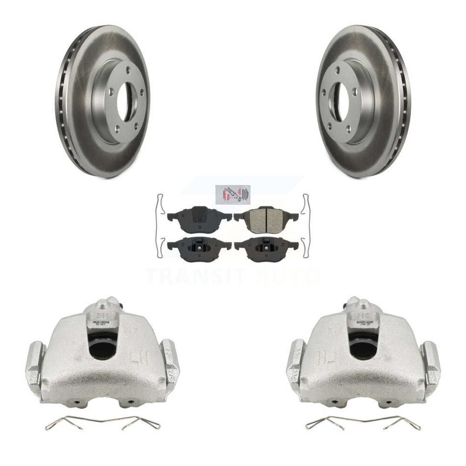 Front Disc Brake Caliper Coated Rotors And Semi-Metallic Pads Kit For Mazda 3 Sport KCG-100128N