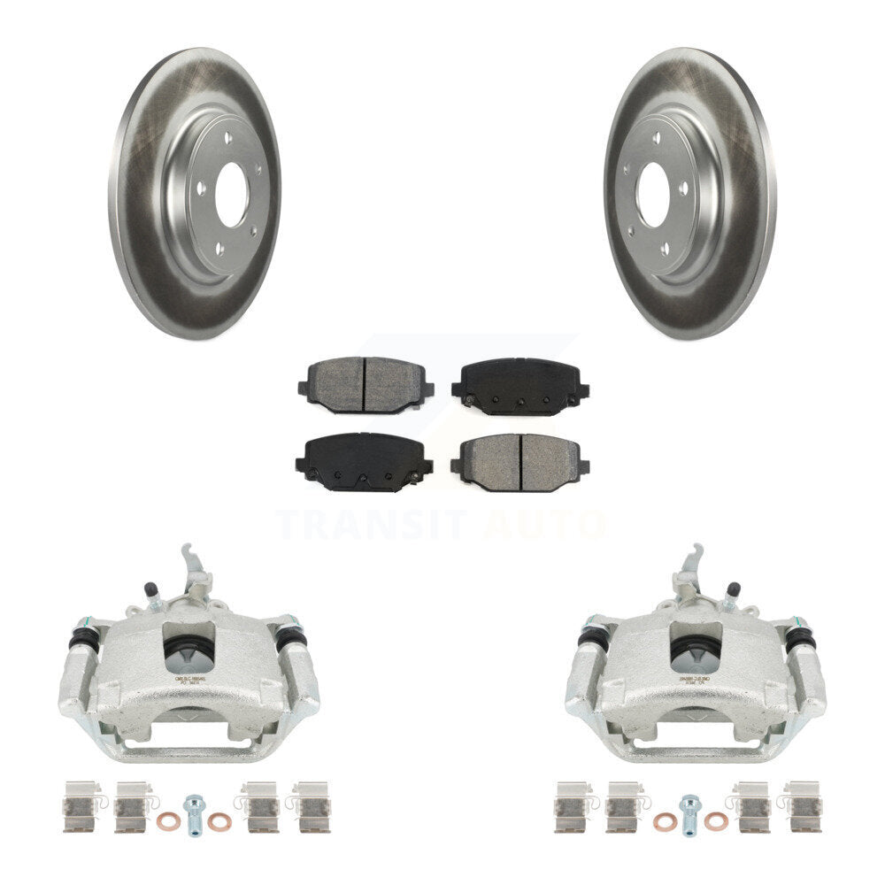 Rear Disc Brake Caliper Coat Rotor And Semi-Metallic Pad Kit For 2014-2020 Dodge Journey KCG-100128S