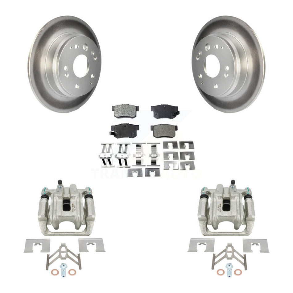 Rear Disc Brake Caliper Coated Rotors And Ceramic Pads Kit For Acura TL Honda Element KCG-100128T