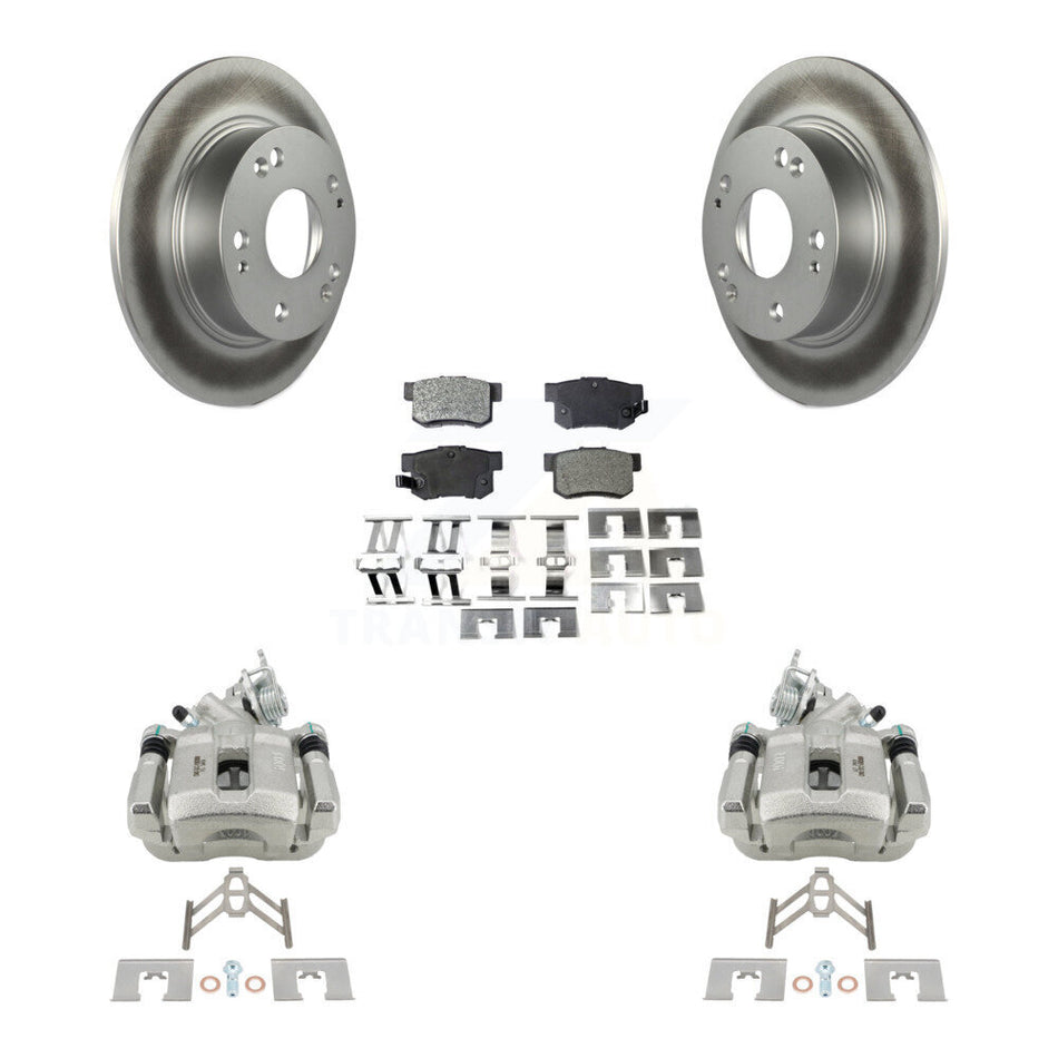 Rear Disc Brake Caliper Coated Rotors And Ceramic Pads Kit For Honda Accord Acura TSX KCG-100129T