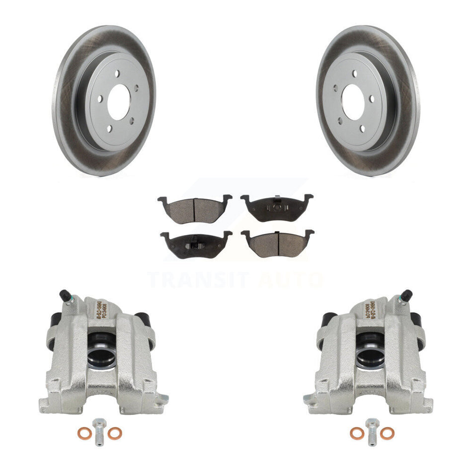 Rear Disc Brake Caliper Coat Rotor & Semi-Metallic Pad Kit For Ford Escape Mazda Tribute KCG-100130P