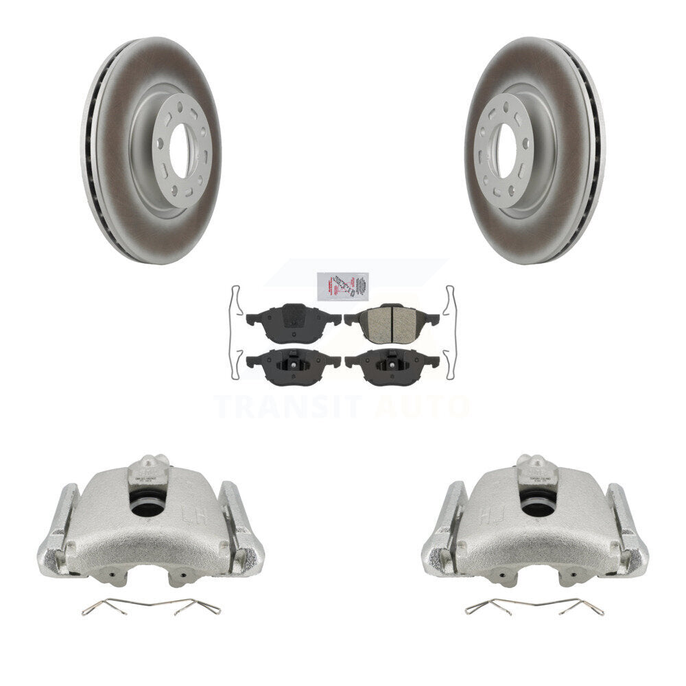 Front Disc Brake Caliper Coated Rotors And Semi-Metallic Pads Kit For Mazda 3 5 Sport KCG-100131N